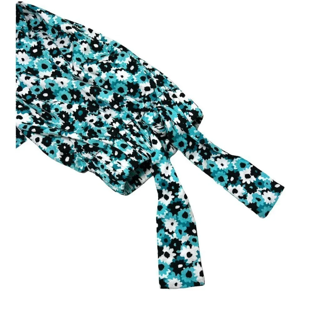 Michael Kors Womens Blue White Floral Off the Shoulder Top Plus Sz 0X New